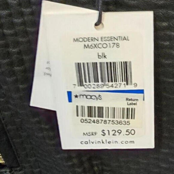 Calvin Klein L Black Vegan Leather Gold Chic Luxury UQ Urban Chic Jacket NWT - Picture 4 of 13